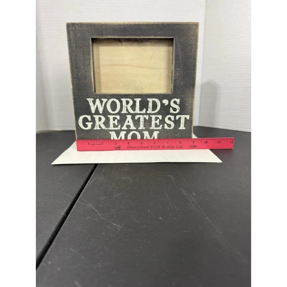 Worlds‎ Greatest Mom Black and White Wood Frame 4x6 photo rustic